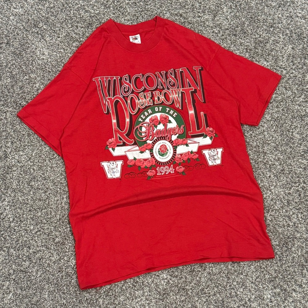 Vintage 1994 Wisconsin Rose Bowl Badgers Single Stitch T-Shirt Mens Large USA